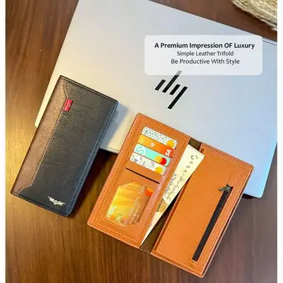 New Imported Horse Branded Long Leather Wallet for Men's - Premium Outfit with Luxury Impression