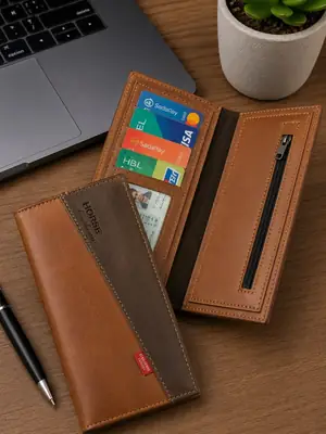 Premium Long Wallet - Leather Wallet - PU Leather - Wallet for Men thumbnail 2