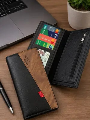 Premium Long Wallet - Leather Wallet - PU Leather - Wallet for Men thumbnail 3