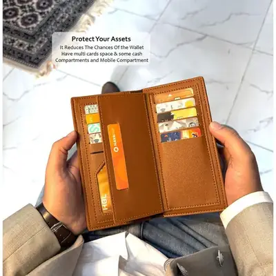 Premium Long Wallet - Leather Wallet - PU Leather - Wallet for Men thumbnail 5