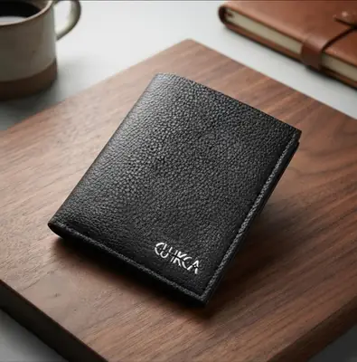 Black Cuikca Textured Leather Bifold Wallet - Fashion Accessory Designed For Personal Style And Daily Carry Routine thumbnail 2