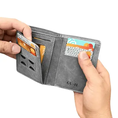 Trending M-Design RFID Wallet | Compact PU Card Holder with Coin Pocket Black thumbnail 3