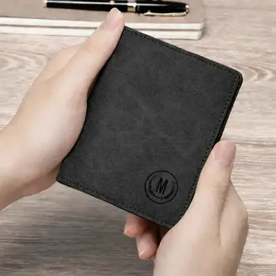 Trending M-Design RFID Wallet | Compact PU Card Holder with Coin Pocket Black thumbnail 4