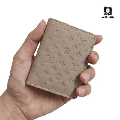 Designer Monogram Leather Wallet – Biege