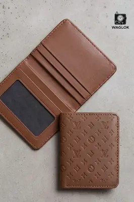 Designer Monogram Leather Wallet – Biege thumbnail 5
