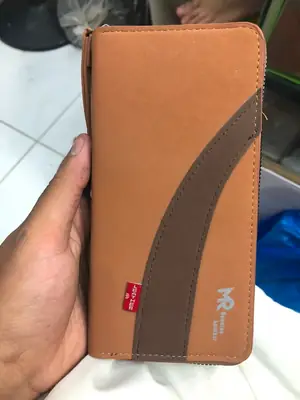 MR Leather Wallet with Zipper | Premium Men's Leather Wallet | Multi-Card Holder | Cash & Coin Pocket | Secure Zip Closure | Color Brown thumbnail 3