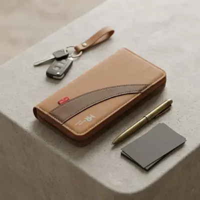 MR Leather Wallet with Zipper | Premium Men's Leather Wallet | Multi-Card Holder | Cash & Coin Pocket | Secure Zip Closure | Color Brown thumbnail 4