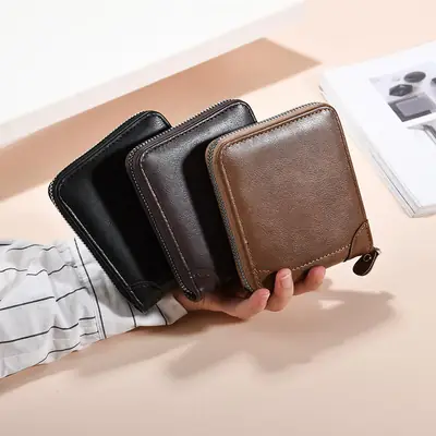 Vintage Men's PU Leather Wallet with Zipper Coin Pocket