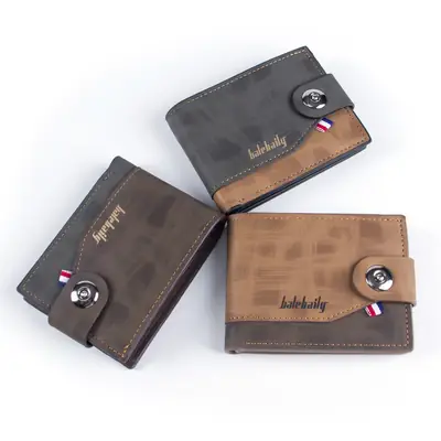 Classic British Style Men's PU Wallet – Vintage Short Button Wallet