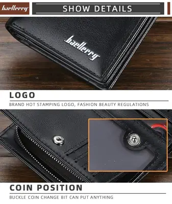 Baellerry Men's Retro Short Wallet – Multi-Card Zipper & Hasp Wallet thumbnail 3