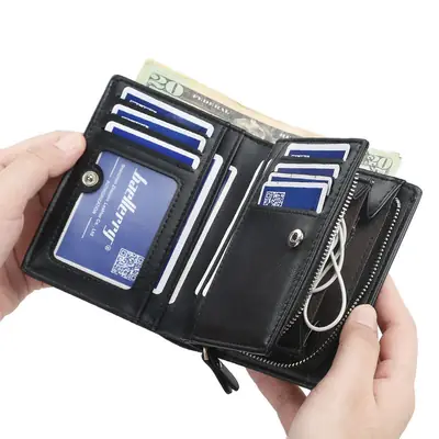 Baellerry Men's Retro Short Wallet – Multi-Card Zipper & Hasp Wallet thumbnail 5