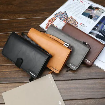 Baellerry Men's Vintage Long Clutch Wallet – Large Capacity Zipper Wallet