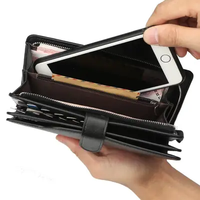 Baellerry Men's Vintage Long Clutch Wallet – Large Capacity Zipper Wallet thumbnail 2