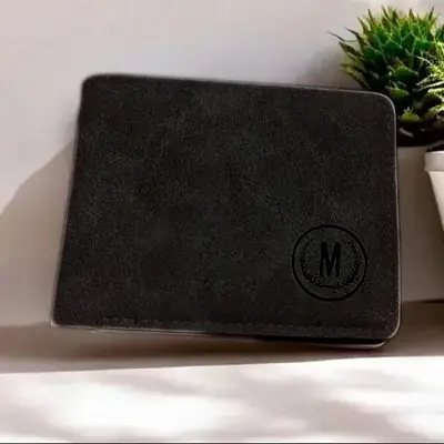 Premium Men's Leather Wallet – M Logo Black Wallet thumbnail 5