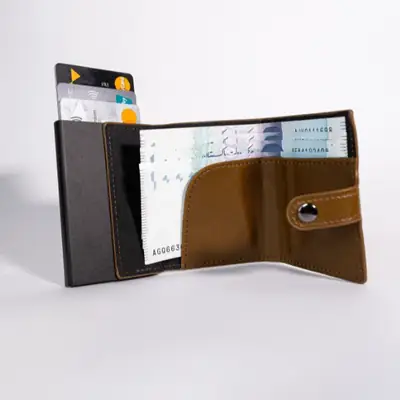 PU Leather Wallet & Pop-Up Card Holder with Strap & Cash Pocket thumbnail 4