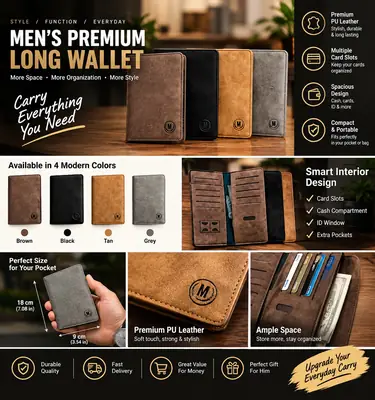 Premium Long M-Wallet - Faux Leather