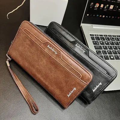 Balebaily Long Zipper Wallet for Men & Women PU Leather Wallet with 15 Card Slots Phone Pocket and Photo Window - Black