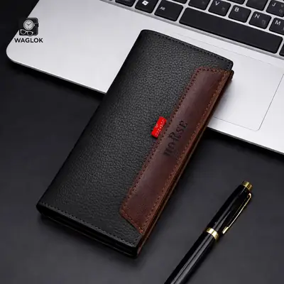LB-516 – Premium Long Trifold Wallet | Card Holder - Black