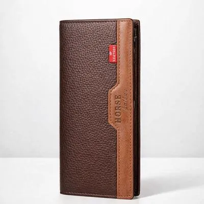 Women's Leather Tri-Fold Wallet Black Brown thumbnail 3