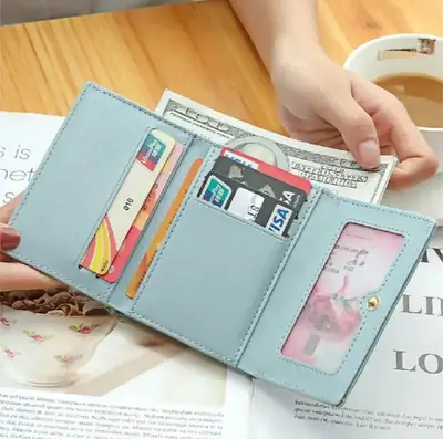 Multi Card Slot Three Fold Card Bag Wallet For Young Girls and Students Compact Card Holder Purse Accessory thumbnail 3