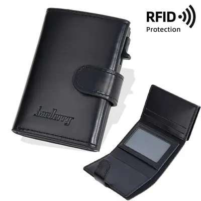 PU Leather RFID Blocking Automatic Pop-Up Card Holder Wallet for Men