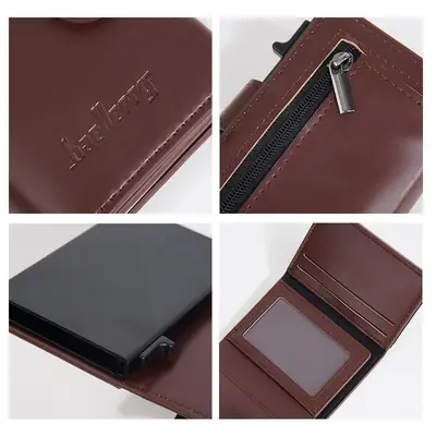 PU Leather RFID Blocking Automatic Pop-Up Card Holder Wallet for Men thumbnail 3