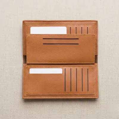 Premium Embossed Monogram Leather Long Wallet – Luxury Bi-Fold Business Clutch & Card Organizer for Men (Black thumbnail 2