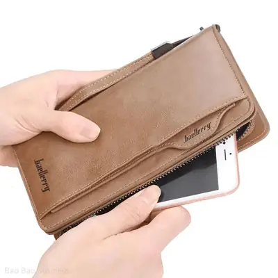 Baellerry Men’s Long PU Leather Zipper Wallet | Stylish & Durable | Multi-Card Organizer - Black thumbnail 7