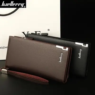 Baellerry Wallet for Men  PU Leather Business Long Zipper