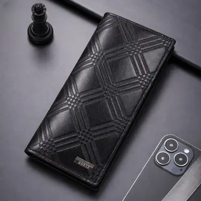 Style Trifold Long Wallet for Men & Women - Black