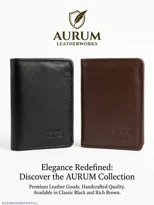 Aurum Leather Wallet Black Brown 6-Pocket Men's Wallet