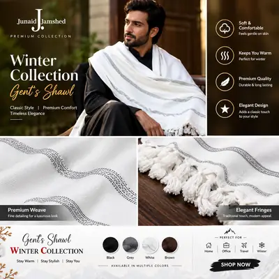 Premium White Wool Shawl for Winter Warmth & Elegance