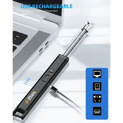 Electric Rechargeable Lighter | Best For Kitchen, BBQ and Candles in Black thumbnail 5