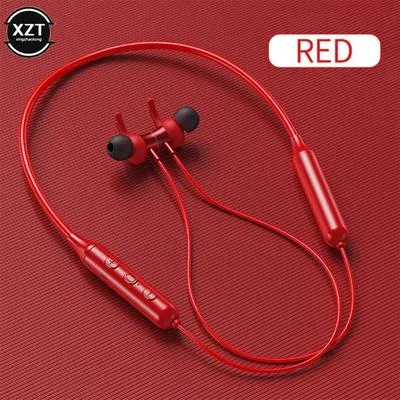Red Wireless Neckband Earbuds Bluetooth 5.2 800mAh