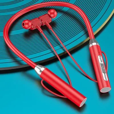 Red Wireless Neckband Earbuds Bluetooth 5.2 800mAh thumbnail 2