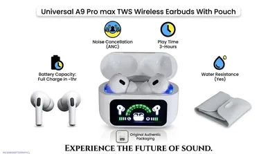 ANC TWS Wireless Earbuds Bluetooth 5.3 Noise Cancelling Earphones White thumbnail 1