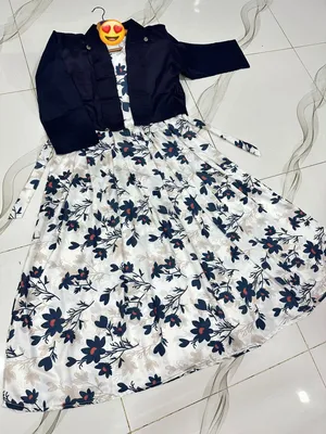 Blue Floral Digital Printed Maxi Dress with Belt & Koti for Women thumbnail 2