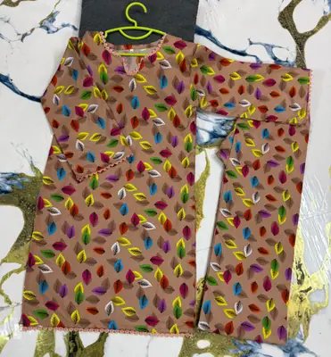 2 Pcs Girl's Cotton Printed Kurta And Trouser thumbnail 2