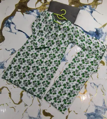 2 Pcs Girl's Cotton Printed Kurta And Pajama thumbnail 4
