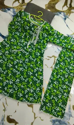 2 Pcs Girl's Cotton Printed Kurta And Pajama thumbnail 2