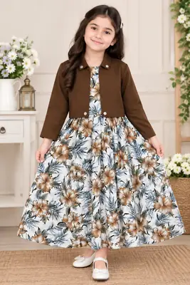 2 Pcs Girl's Georgette Printed Maxi & Jacket
