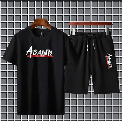 2 Pcs Men's Dri Fit Printed T-Shirt & Shorts Tracksuit thumbnail 2