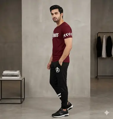 2 Pcs Men's Dri Fit Printed Track Suit thumbnail 3