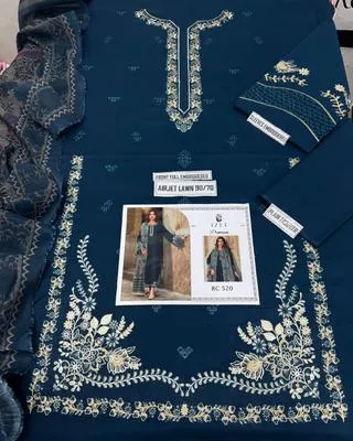 Blue Embroidered 3-Piece Lawn Suit for Women thumbnail 2