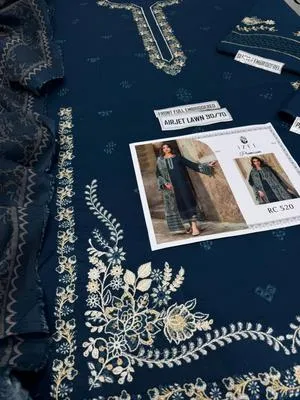 Blue Embroidered 3-Piece Lawn Suit for Women thumbnail 3