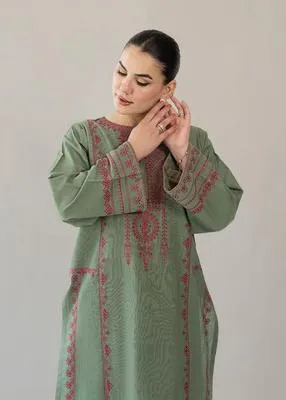 Green Embroidered 3-Piece Lawn Suit for Women thumbnail 2