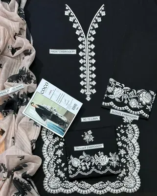 Black Embroidered Lawn 3Pcs Set with Digital Print Dupatta thumbnail 3
