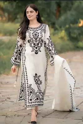 White Embroidered Lawn 3Pcs Set for Women thumbnail 2