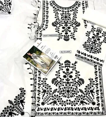 White Embroidered Lawn 3Pcs Set for Women thumbnail 3