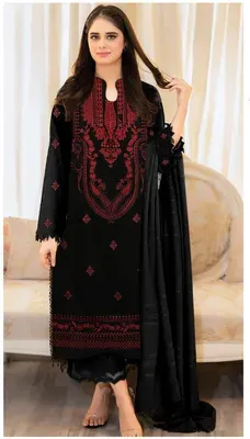 Black Embroidered Lawn 3Pcs Set for Women thumbnail 2